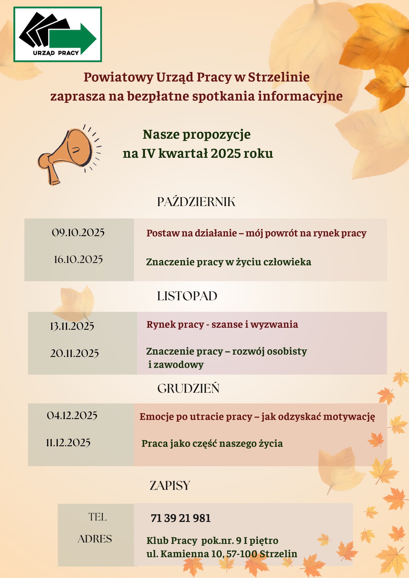 Obrazek dla: Powiatowy Urząd Pracy w Strzelinie zaprasza na bezpłatne...