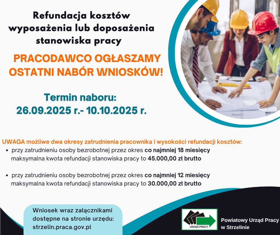 Obrazek dla: Nabór wniosków o refundację kosztów wyposażenia lub...